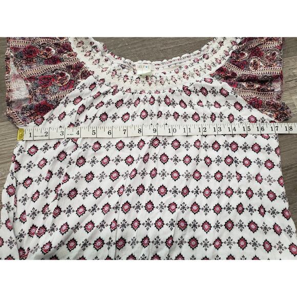 Self E Crochet Trim Knit Cold Shoulder or Short Sleeve Shirt Blouse | Size Large - Picture 9 of 11